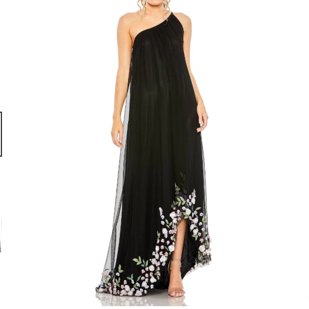 Mac Duggal 9236 One Shoulder Trapeze Embellished High Low Gown Size 10 MSRP $698 - Picture 1 of 13
